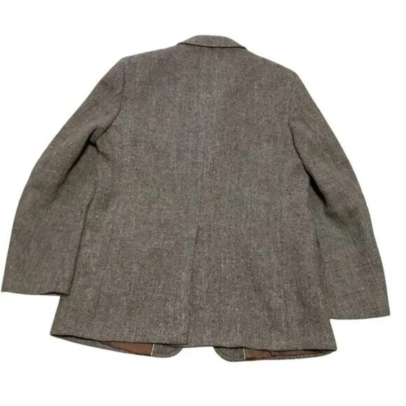 VTG HARRIS TWEED SPORT COAT SZ 42R BROWN 2 BUTTON SINGLE VENT PARTIAL LINED MENS - Picture 4 of 7